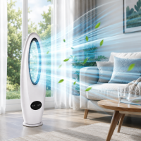     Сучасний tower-вентилятор без лопатей 45W з пультом ДК та LED-керуванням