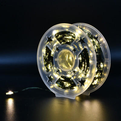 Гирлянда Роса 50 м/500 LED Теплый белый свет зеленая проволока №0