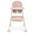 Дитячий стільчик для годування M 4136-2 PINK, складний, екошкіра, 5-точкові ремені безпеки