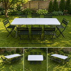 Кемпінговий комплект Travel Table Set — складний стіл HDPE 180 см та 8 туристичних крісел