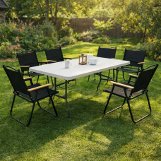 Кемпінговий комплект Travel Table Set — складний стіл HDPE 180 см та 6 туристичних крісел