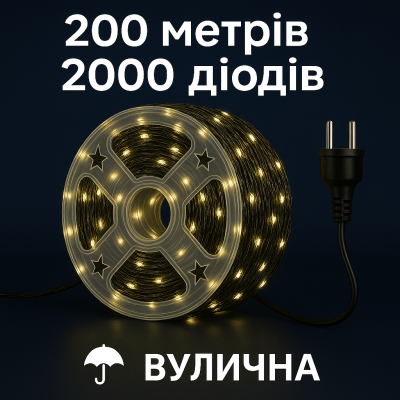 Гірлянда «РОСА 200 метрів тепла» — 2000 LED, Мережа, MiniLED / High-Brightness №0