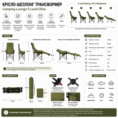     Складне туристичне крісло-павук Compact Outdoor Chair 100 кг із чохлом  №0