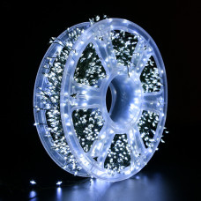 Гірлянда Роса Мішура 100м 3000 LED на зеленому медному дроті з пультом IP44/IP65 вулична