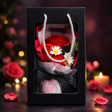 Подарунковий набір мильних квітів "Red Rose Box" — декоративний букет у коробці