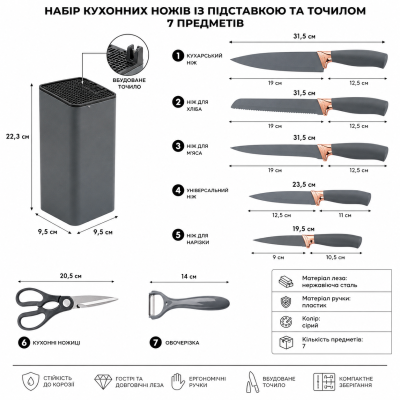 Набор кухонных ножей TS Kitchen HP27476 7 предметов, нержавеющая сталь. №0