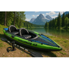 Intex Challenger K2 68306 NP надувная байдарка для двоих, 351×76 см, с веслами и ручным насосом