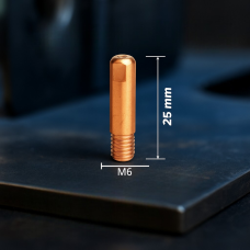 Наконечник токосъемный М6×25 для сварочной проволоки 0,6 мм MIG/MAG, медный сплав E-Cu
