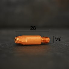 Наконечник токозъемный М6×28 для сварочной проволоки 1,2 мм MIG/MAG медный, длина 28 мм