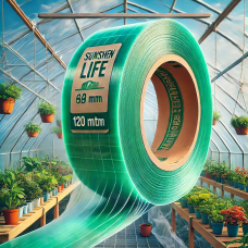 Скотч для теплиц Sunshine Life 9 см х 120 м, 54 мкм, прозрачный зеленый.