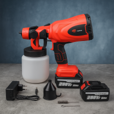 Аккумуляторный краскопульт TIANHU TOOLS 288V с 2 АКБ 3500 мА·ч, бак 800 мл, регулировка распыления