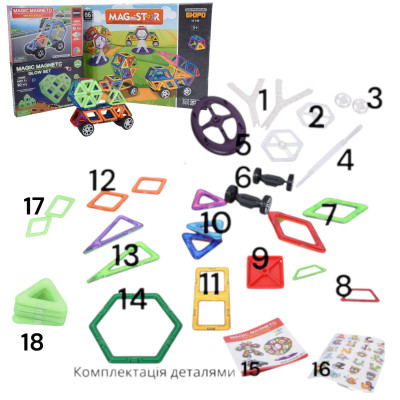 Магнітний конструктор Magical Magnet деталей 152 деталій  №4