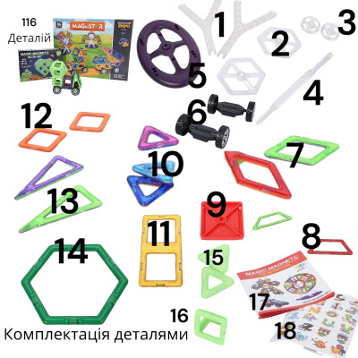 Магнітний конструктор Magical Magnet деталей 116 №4