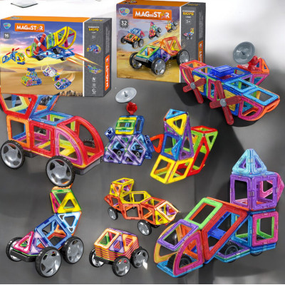 Магнітний,  конструктор транспорт, 128 деталей Magnit/Magical/LIMO TOY №0