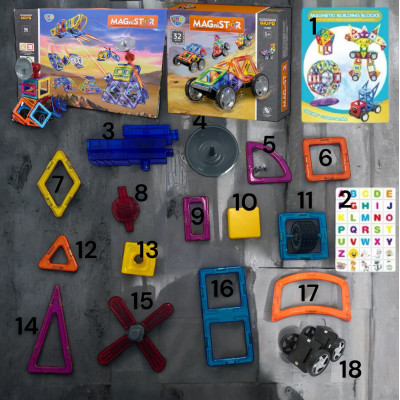 Магнітний,  конструктор транспорт, 128 деталей Magnit/Magical/LIMO TOY №3