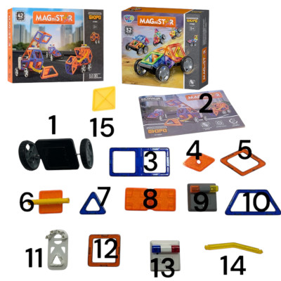 Магнітний конструктор Magical Magnet 74 деталі траспорт  Magnit/Magical/LIMO TOY №4