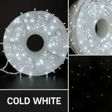 Гирлянда LED 50м 500 LED белая, с контроллером, каждый 100-й диод белый