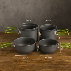Производный набор посуды Cooking Set SY-201 из анодированного алюминия, 4 предмета, компактный для кемпинга