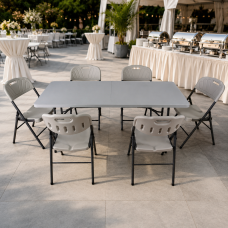Кемпінговий комплект Travel Table Set — складний стіл HDPE 180 см та 6 туристичних крісел
