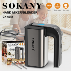 Ручной миксер-блендер Sokany CX-6651, 800Вт, 5 скоростей, насадки для теста и сбивания