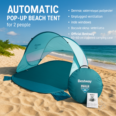 Пляжний намет Bestway Pavillo Pop-Up автоматичний черепах 2-місний з вікнами та чохлом №0