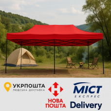 Раздвижная палатка 3×6 м КРАСНЫЙ | Прочный металлический каркас 65 кг Оксфорд, под заказ