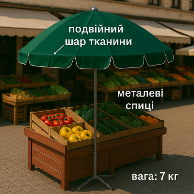 Зонт Monsen | Диаметр 3,3м | Усиленная конструкция 12 металл. спицы | Двойная ткань №0