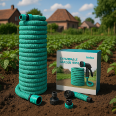 Поливочный растягивающийся шланг EXPANDABLE GARDEN HOSE K-50FT (15 м) с распылителем и переходником.