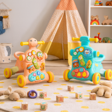 детская каталка-ходунки 3в1 YL 621A с толокаром, игровым центром, звуком и подсветкой.
