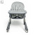 Стільчик для годування BAMBI M 5722 Gray, регульований, знімний столик, 5-точковий ремень, колеса, екошкіра