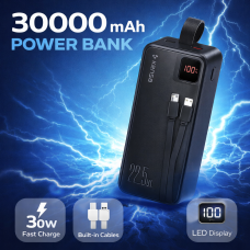 Power Bank Kensa KP-90 30000 mAh 30W (PD+QC 22.5W) с кабелями