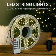 Світлодіодна Роса Мішура гірлянда LUX “High-Brightness” 50 м / 1500 діодів, IP65, з пультом 