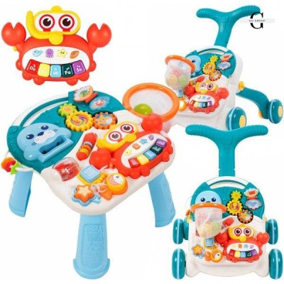 Детская каталка-ходунки 2в1 Limo Toy HB 0008 AB с баскетбольным кольцом, игровым столиком, бизибордом и музыкальным пианино №0