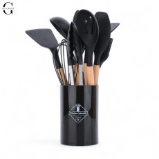 Силиконовый кухонный набор принадлежностей Kitchen stuff 12 предметов BLACK