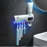 Автоматический диспенсер-стерилизатор для зубных щеток Toothbrush Sterilizer NJ-244, UV-дезинфекция, аккумулятор
