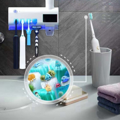 Автоматический диспенсер-стерилизатор для зубных щеток Toothbrush Sterilizer NJ-244, UV-дезинфекция, аккумулятор №1