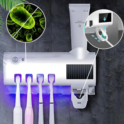 Автоматический диспенсер-стерилизатор для зубных щеток Toothbrush Sterilizer NJ-244, UV-дезинфекция, аккумулятор №0