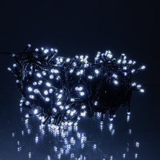 Гирлянда Нить уличная 300 LED 30 м от сети черная нить, белый