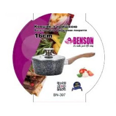 Ковшик с крышкой Benson BN-398 Ø18см, ручка soft touch