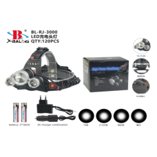 Налобний Ліхтарик X-BAIL RJ-3000-T6 Boriut Адаптор 220v/12v/2-Акумулятора ((HEAD TORCH))