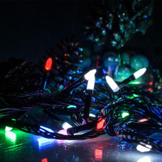 Гирлянда Рис 500 ламп Провод силикон черный Мультиколор