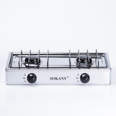 Настольная газовая плита на 2 конфорки Sokany печь газовая на стол 4.4 кВт.