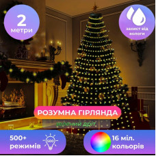 Розумна гірлянда Кінський хвіст 10×2м з Bluetooth, пультом і 500+ режимами SFK-02 USB зелений дріт