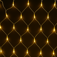 Светодиодная гирлянда-сетка 2×2 м (160 LED, теплый белый свет, белая проволока)