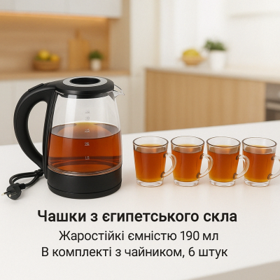 Чайник электрический + 6 чашек №3