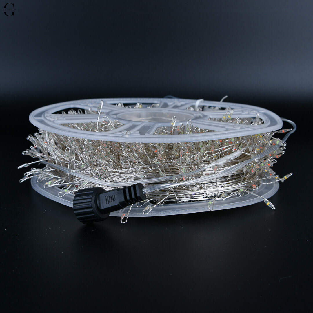 Гірлянда Роса Мішура 100м 2000 LED на мідному дроті з пультом IP44/IP65 вулична