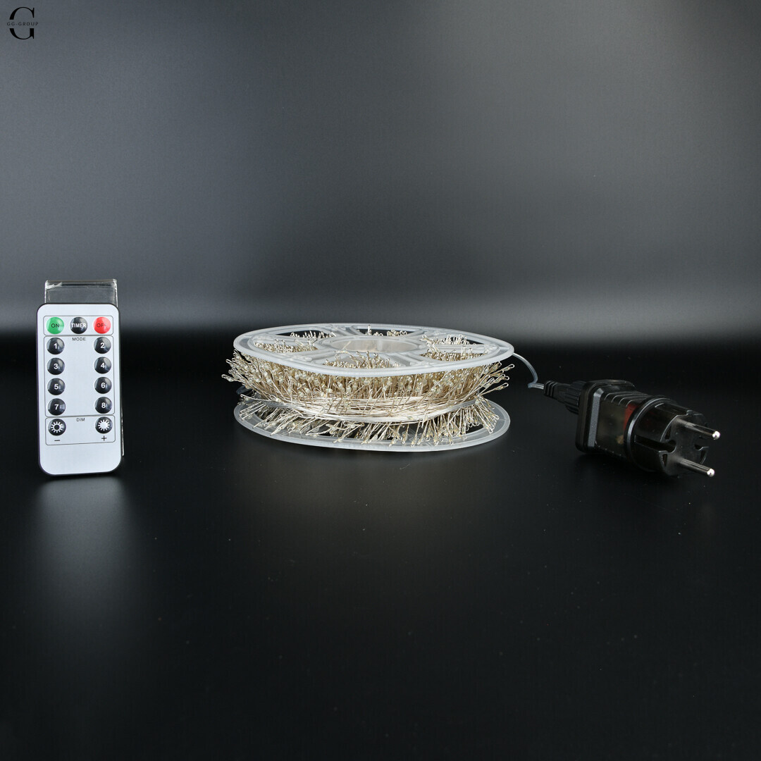 Гирлянда РОСА Мишура 100м 2000 LED на медной проволоке с пультом IP44/IP65 уличная