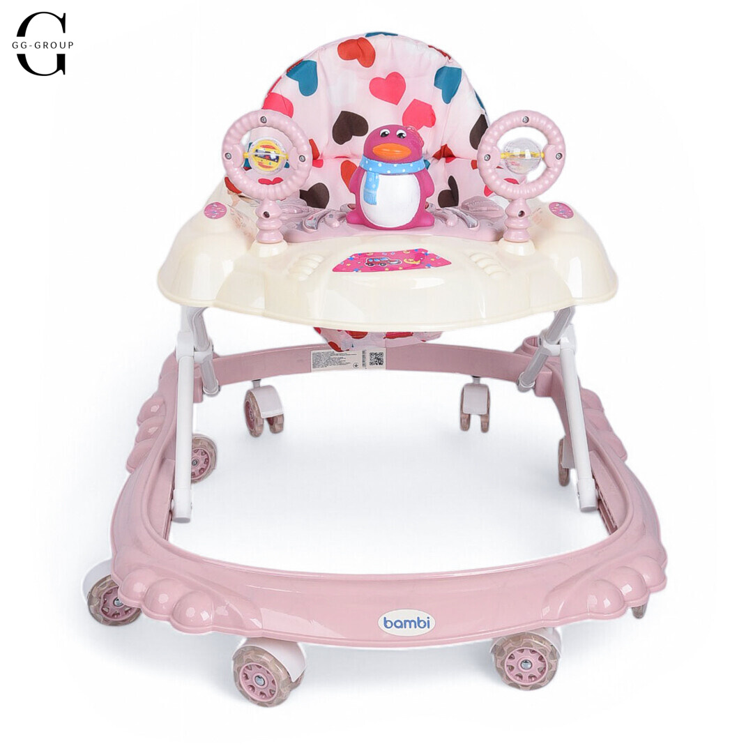 Дитячі ходунки Bambi M3168 Penguin  Біло-Рожевий