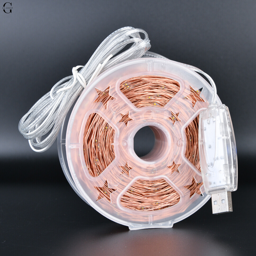 Гирлянда Росса 100 м/1000 Mini-LED, теплый свет, USB + пульт