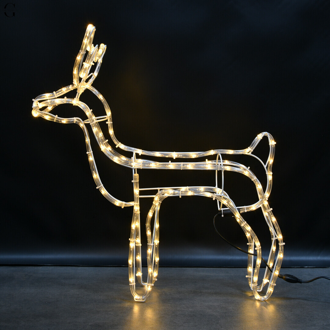 Рождественская фигура Олень 60см, дюралайт LED, 150 LED, теплая белая свеча для интерьера и сада
